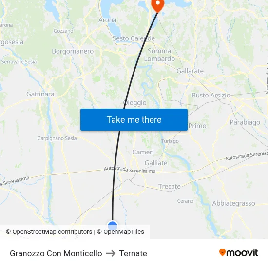 Granozzo Con Monticello to Ternate map
