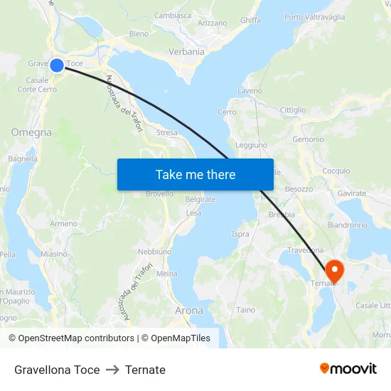Gravellona Toce to Ternate map