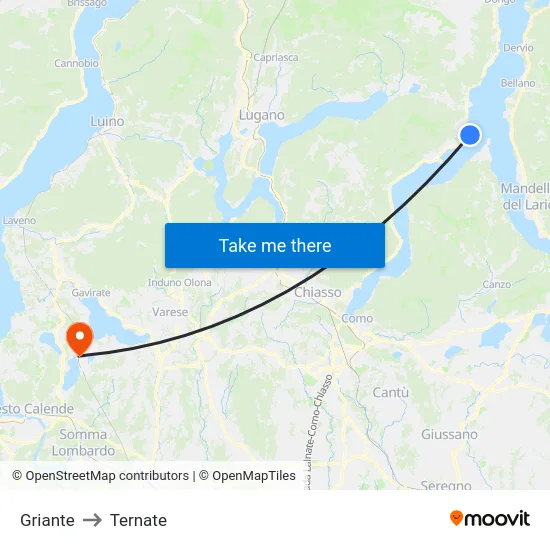 Griante to Ternate map