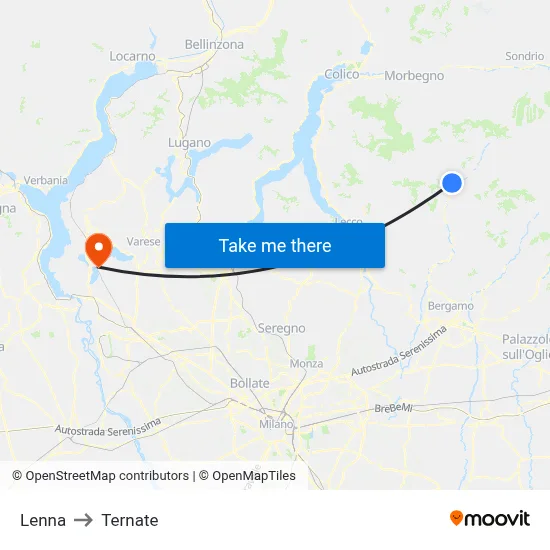 Lenna to Ternate map