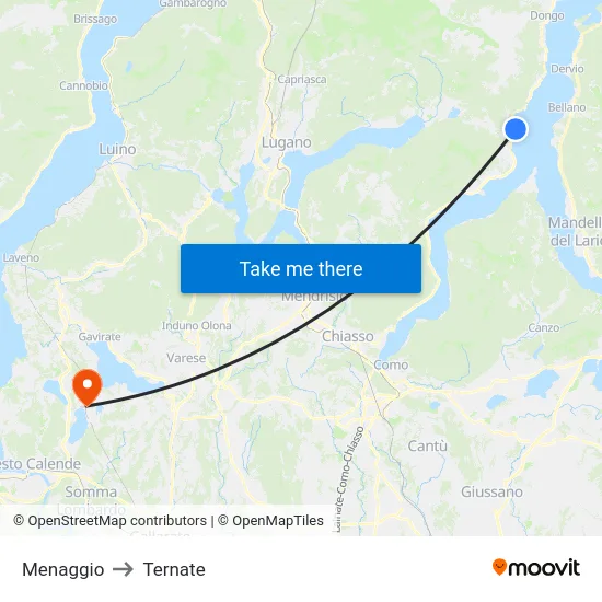 Menaggio to Ternate map