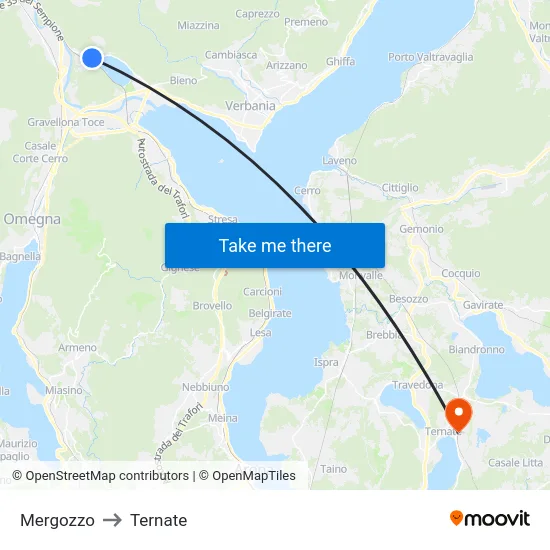 Mergozzo to Ternate map