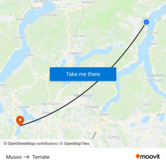 Musso to Ternate map