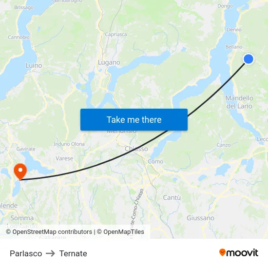 Parlasco to Ternate map