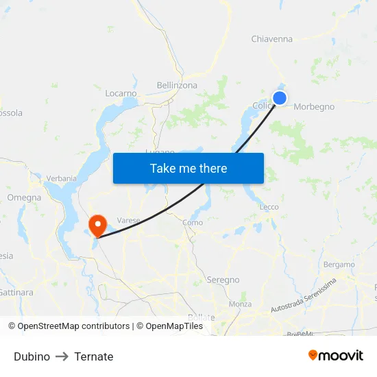 Dubino to Ternate map