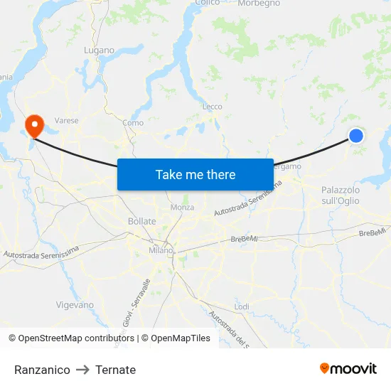 Ranzanico to Ternate map