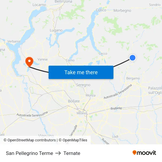San Pellegrino Terme to Ternate map