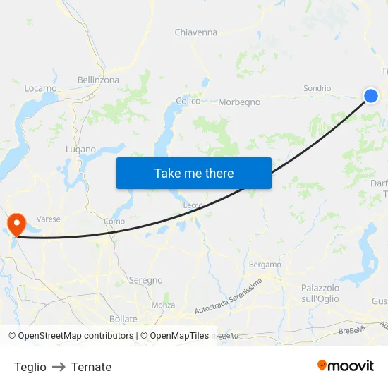 Teglio to Ternate map