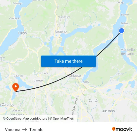 Varenna to Ternate map
