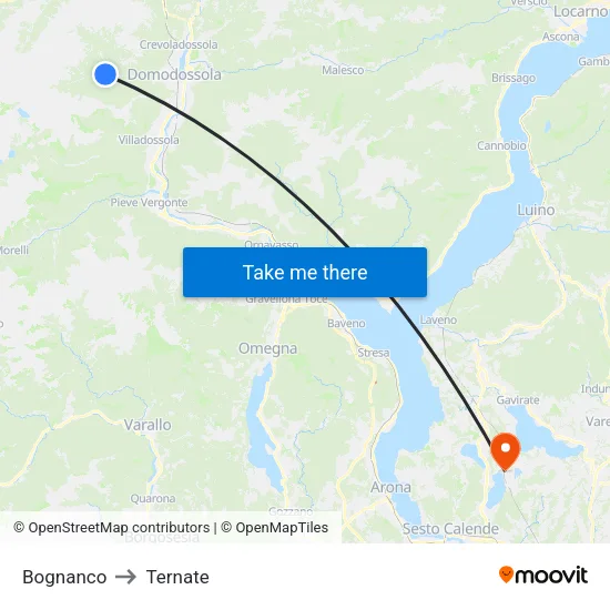 Bognanco to Ternate map