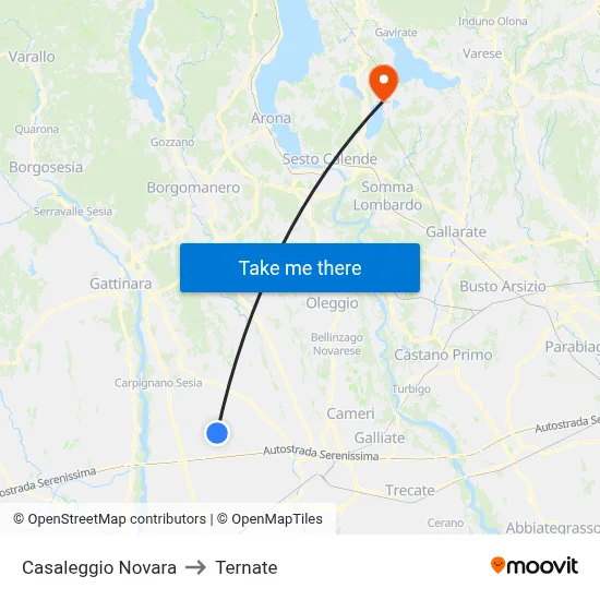 Casaleggio Novara to Ternate map