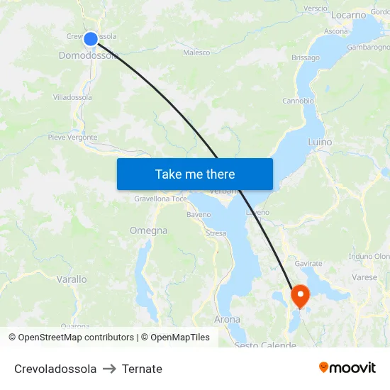 Crevoladossola to Ternate map