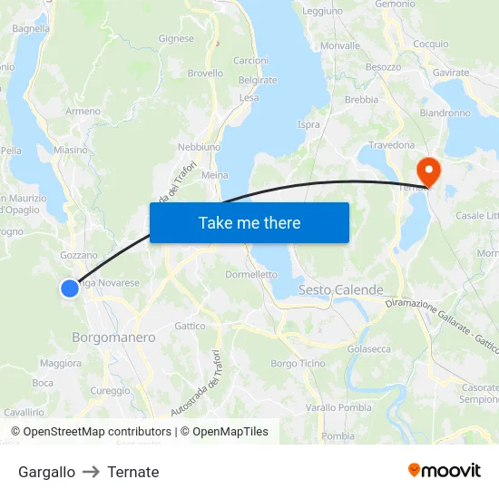Gargallo to Ternate map