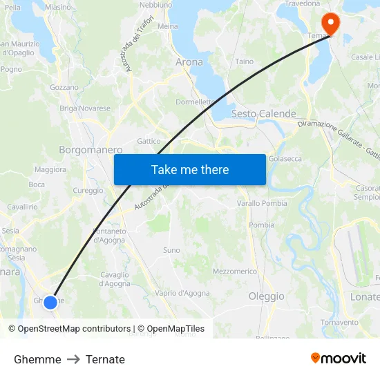 Ghemme to Ternate map