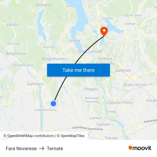 Fara Novarese to Ternate map