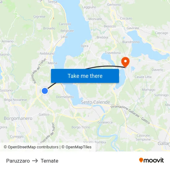 Paruzzaro to Ternate map