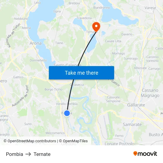 Pombia to Ternate map