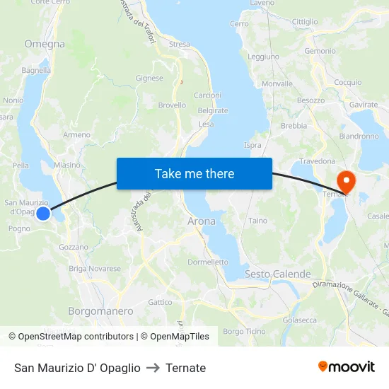 San Maurizio D' Opaglio to Ternate map