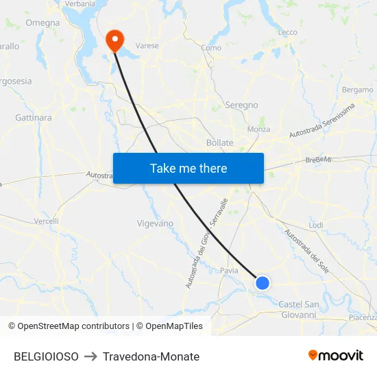 BELGIOIOSO to Travedona-Monate map