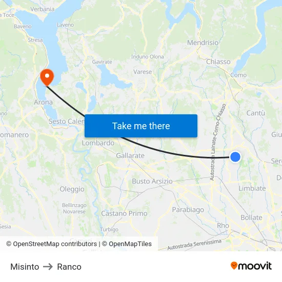Misinto to Ranco map