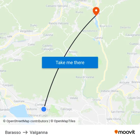 Barasso to Valganna map