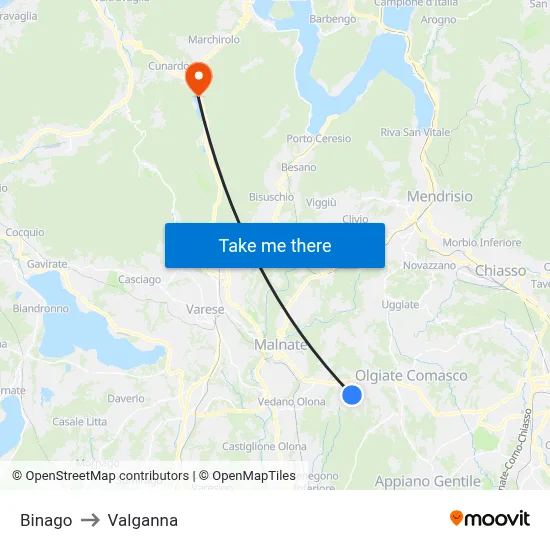 Binago to Valganna map