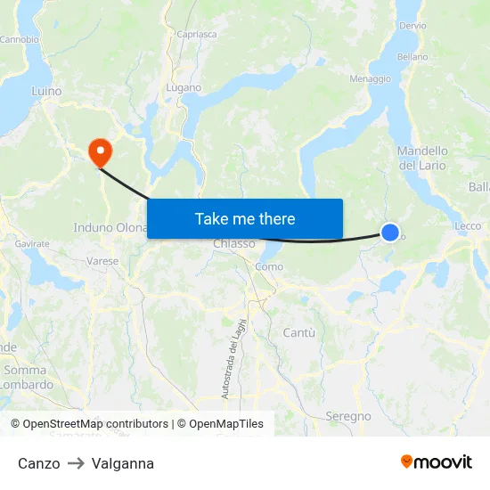 Canzo to Valganna map