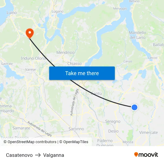 Casatenovo to Valganna map