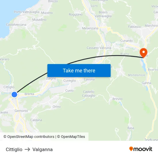 Cittiglio to Valganna map