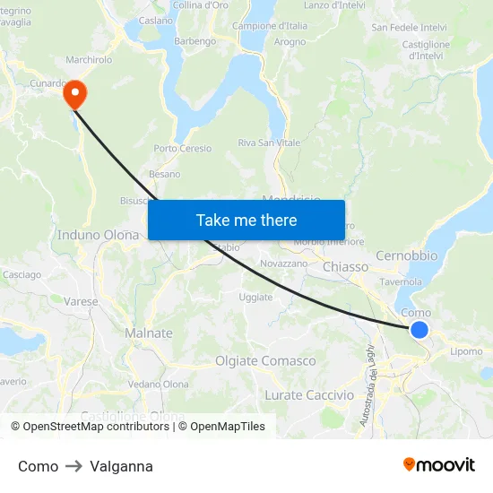 Como to Valganna map