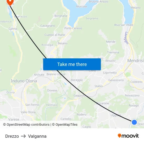 Drezzo to Valganna map