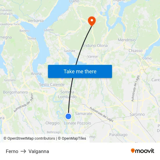Ferno to Valganna map