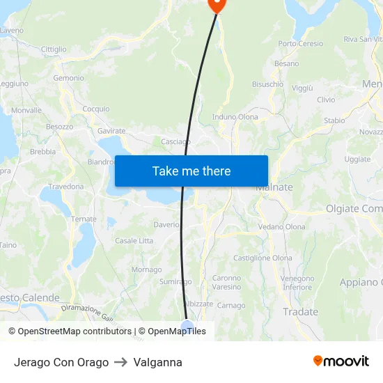 Jerago con Orago to Valganna map