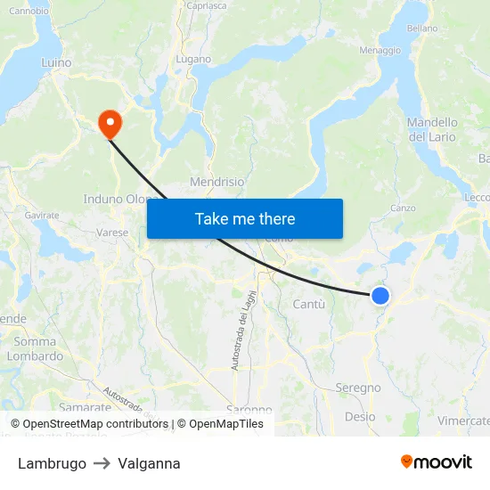 Lambrugo to Valganna map