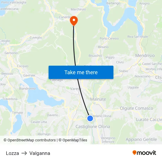 Lozza to Valganna map
