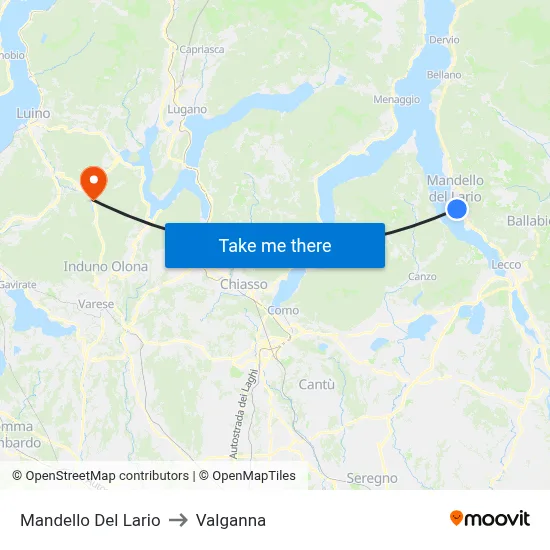 Mandello Del Lario to Valganna map