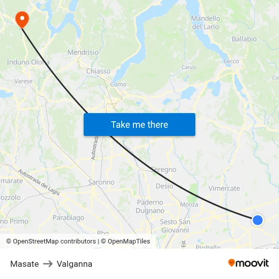 Masate to Valganna map