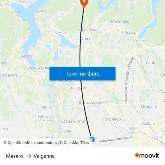 Mesero to Valganna map
