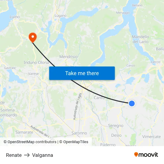 Renate to Valganna map