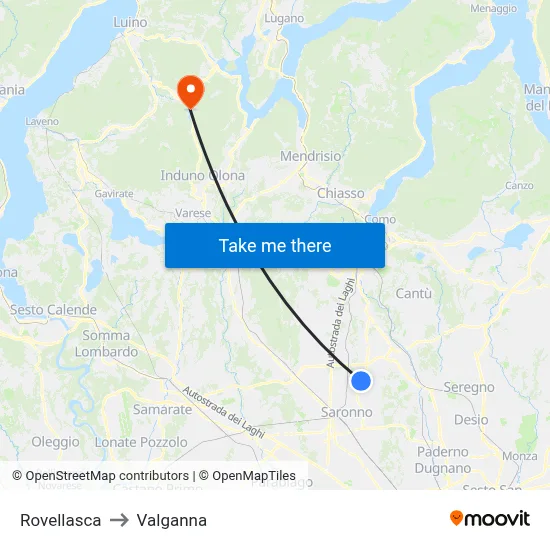 Rovellasca to Valganna map