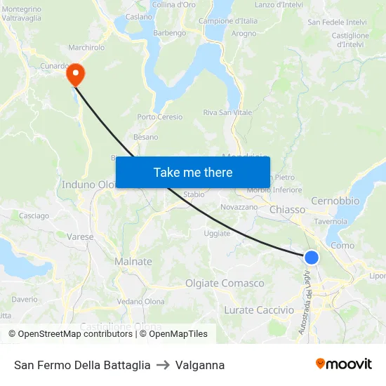 San Fermo Della Battaglia to Valganna map