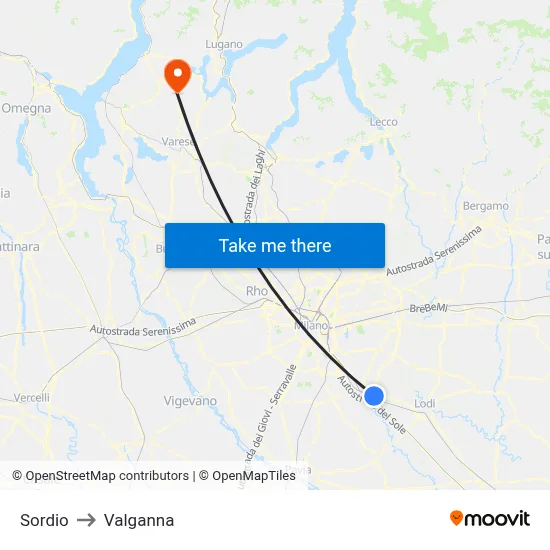 Sordio to Valganna map