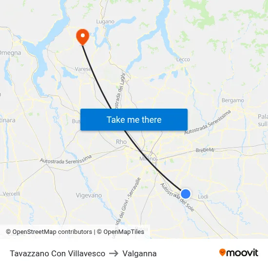 Tavazzano Con Villavesco to Valganna map