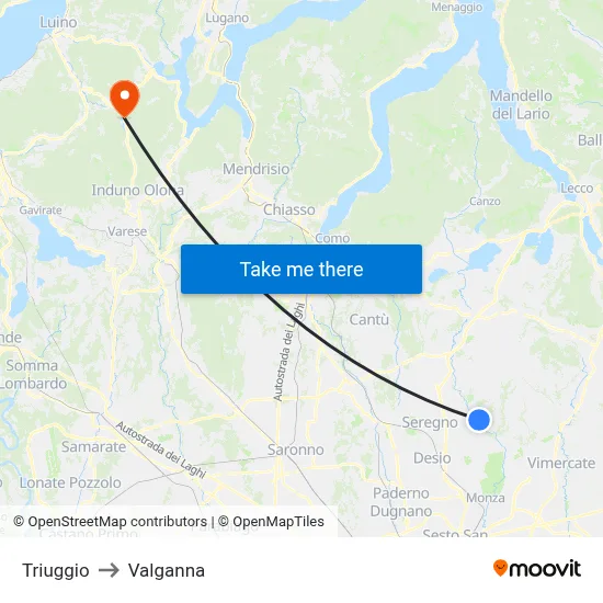 Triuggio to Valganna map