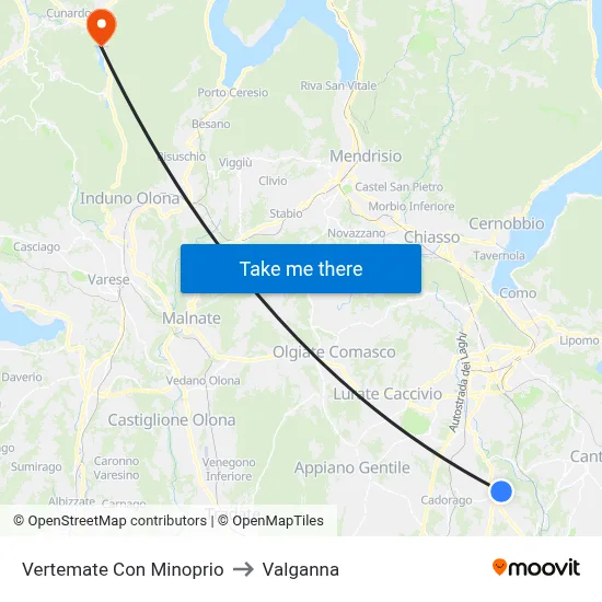 Vertemate Con Minoprio to Valganna map