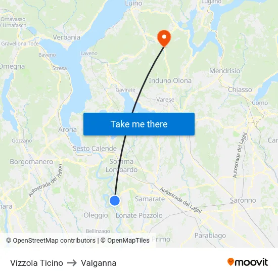 Vizzola Ticino to Valganna map