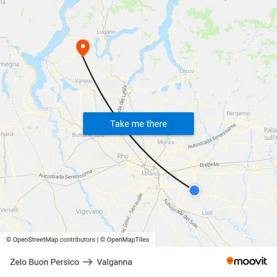 Zelo Buon Persico to Valganna map