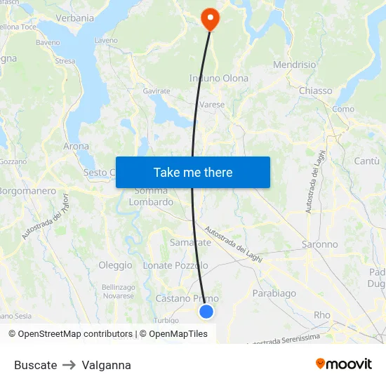Buscate to Valganna map