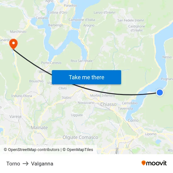 Torno to Valganna map