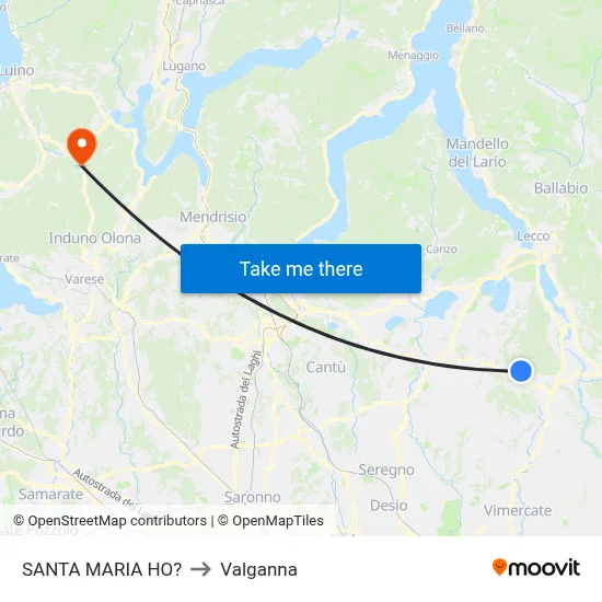 Santa Maria Ho? to Valganna map